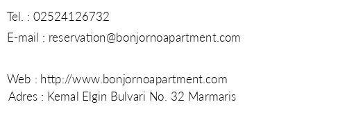 Bonjorno Apart telefon numaralar, faks, e-mail, posta adresi ve iletiim bilgileri